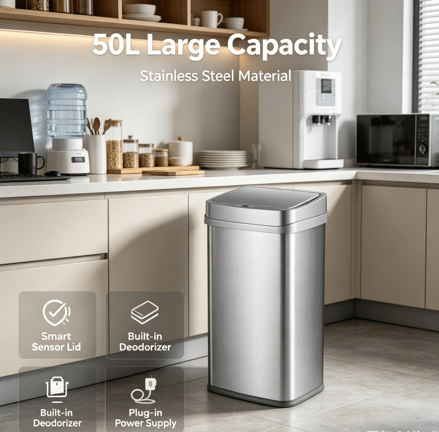 Plug-In Touchless Trash Can with Deodorizing Function