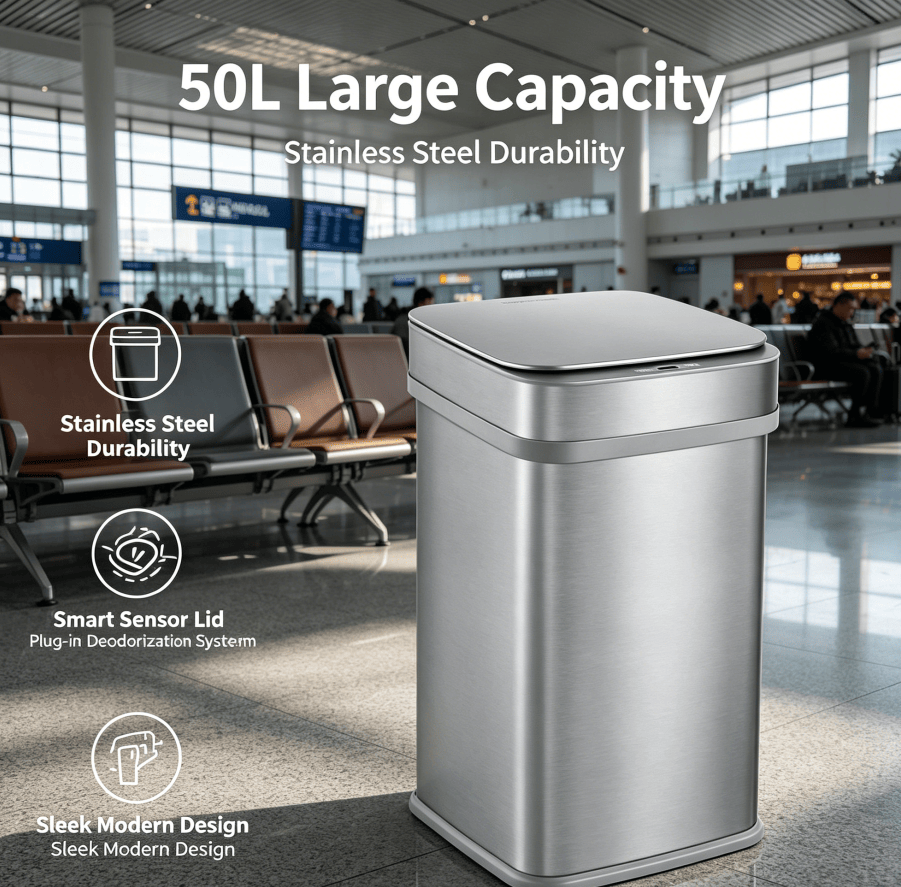 Touchless Trash Can with Plug-In Odor Control