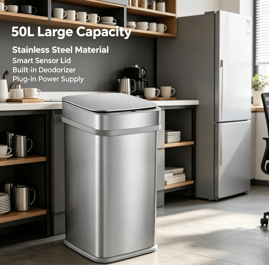 Touchless Trash Can with Plug-In Odor Control