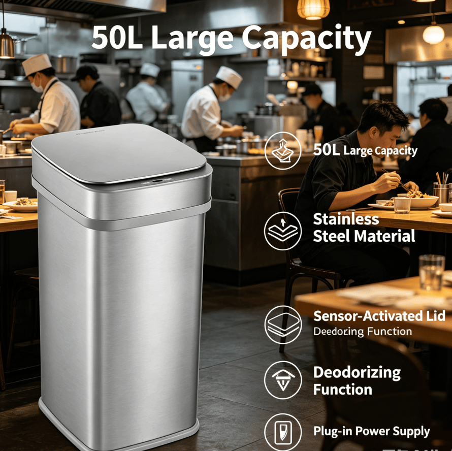 Touchless Trash Can with Plug-In Odor Control