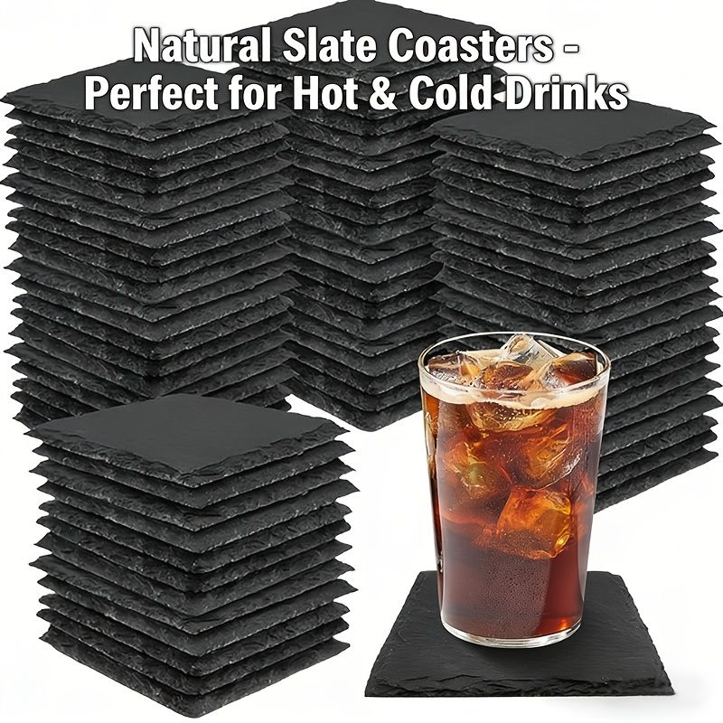 Black Slate Drink Coaster Blanks for Engraving and Table Decor