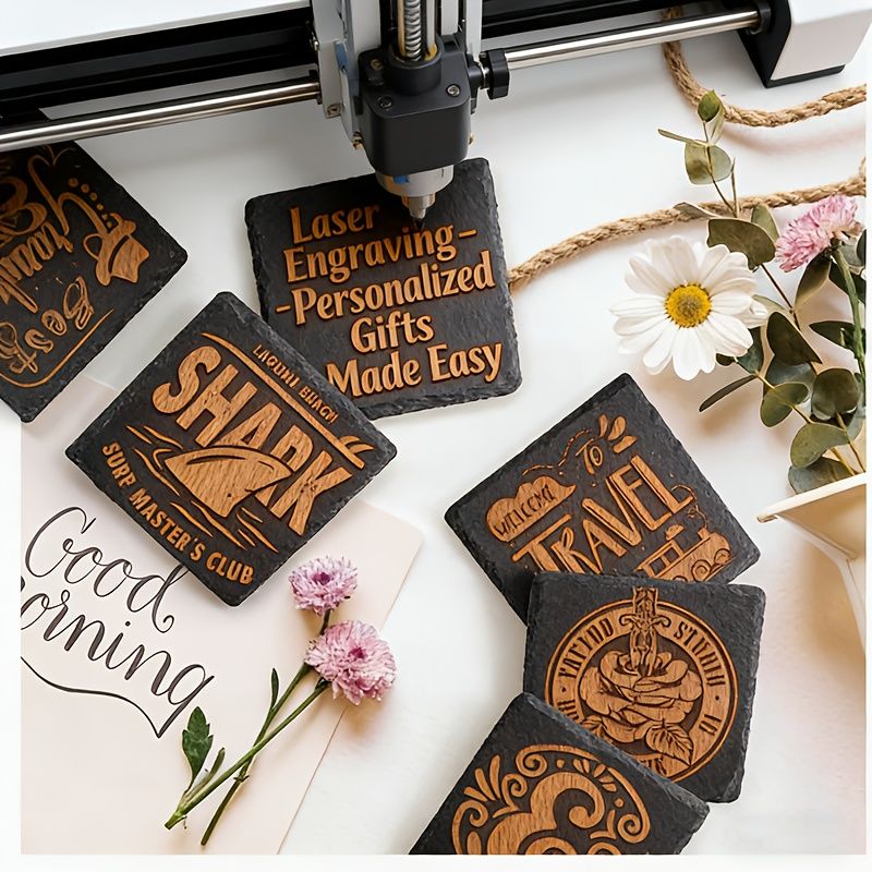 Black Slate Drink Coaster Blanks for Engraving and Table Decor