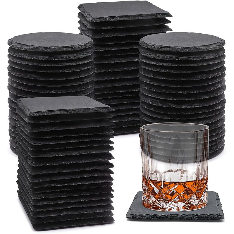 Black Slate Drink Coaster Blanks for Engraving and Table Decor