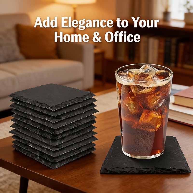 Black Slate Drink Coaster Blanks for Engraving and Table Decor