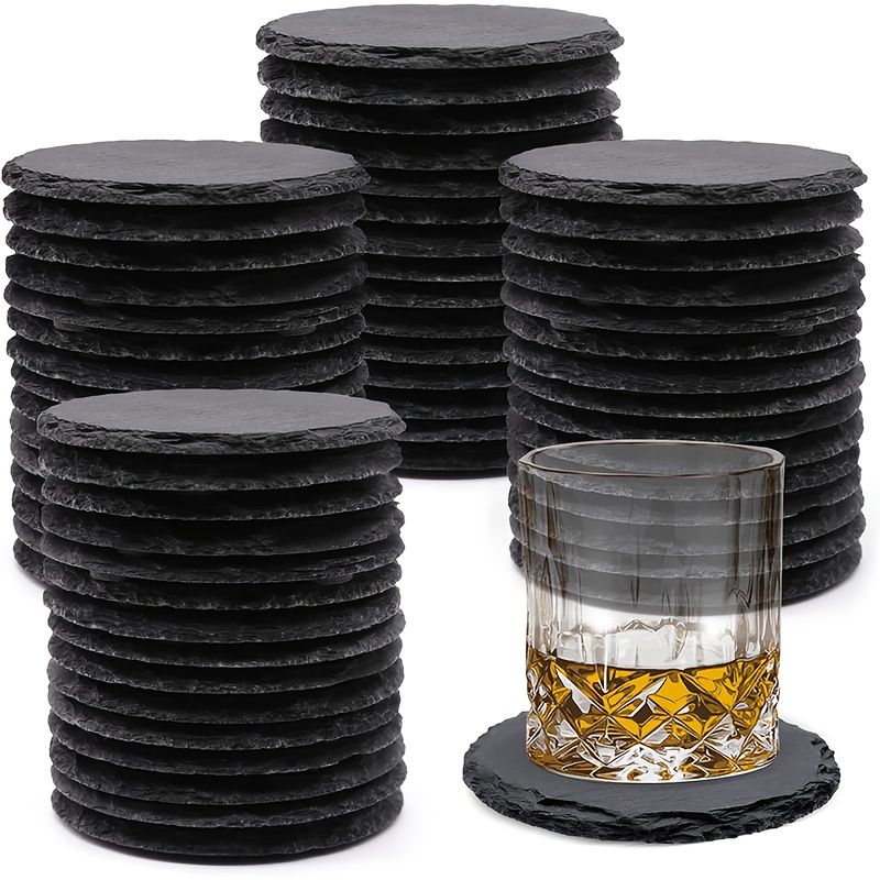 Black Slate Drink Coaster Blanks for Engraving and Table Decor
