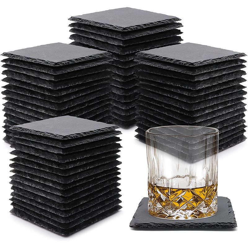 Black Slate Drink Coaster Blanks for Engraving and Table Decor