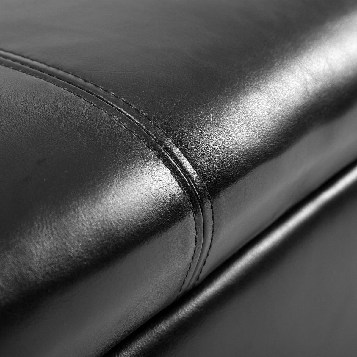 Black Tufted Storage Ottoman Bench with Padded Top