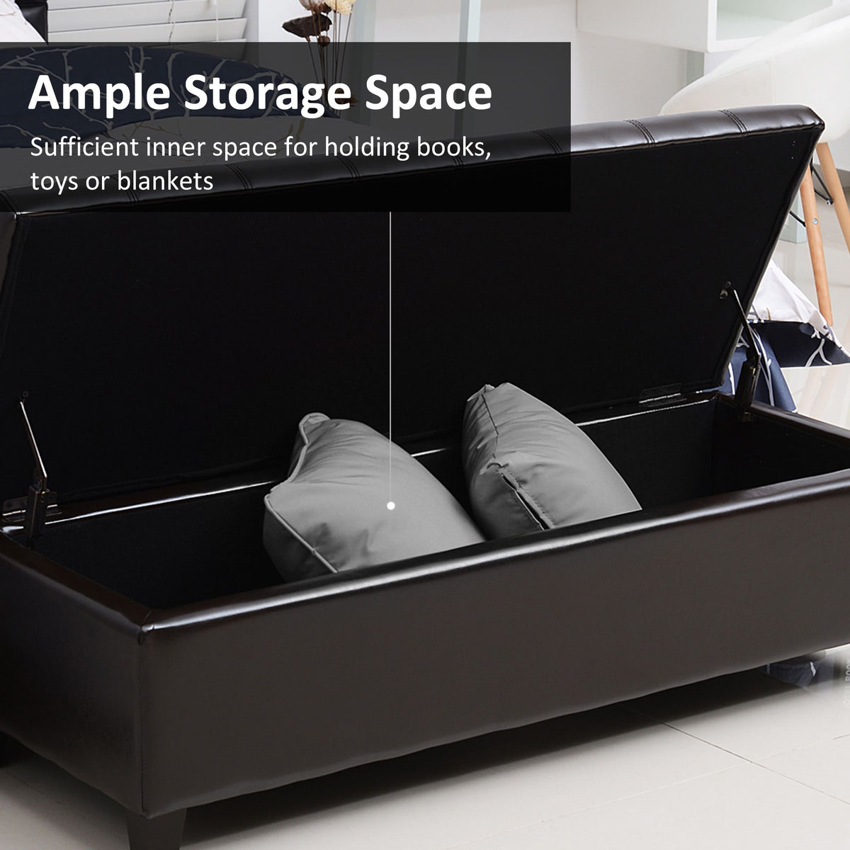Tufted Storage Ottoman Bench with Cushioned Top