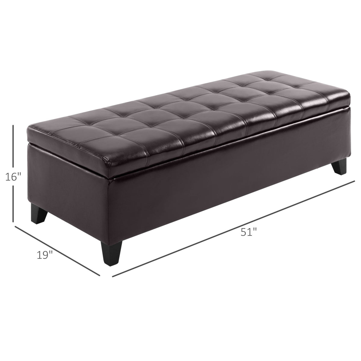 Tufted Storage Ottoman Bench with Cushioned Top