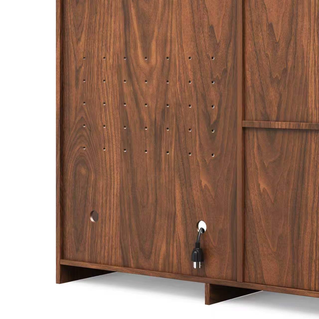 Modern Fluted Bar Cabinet with Refrigerator Nook