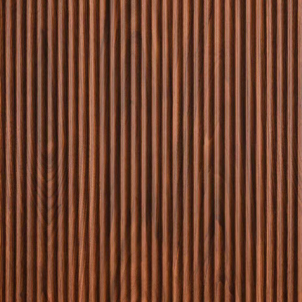 Modern Fluted Bar Cabinet with Refrigerator Nook