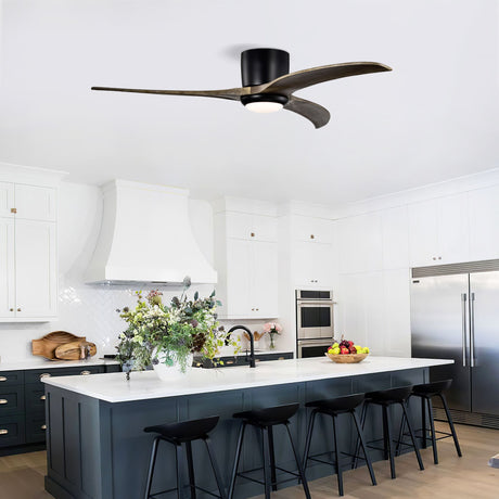 Modern Flush-Mount Ceiling Fan with Light and Remote