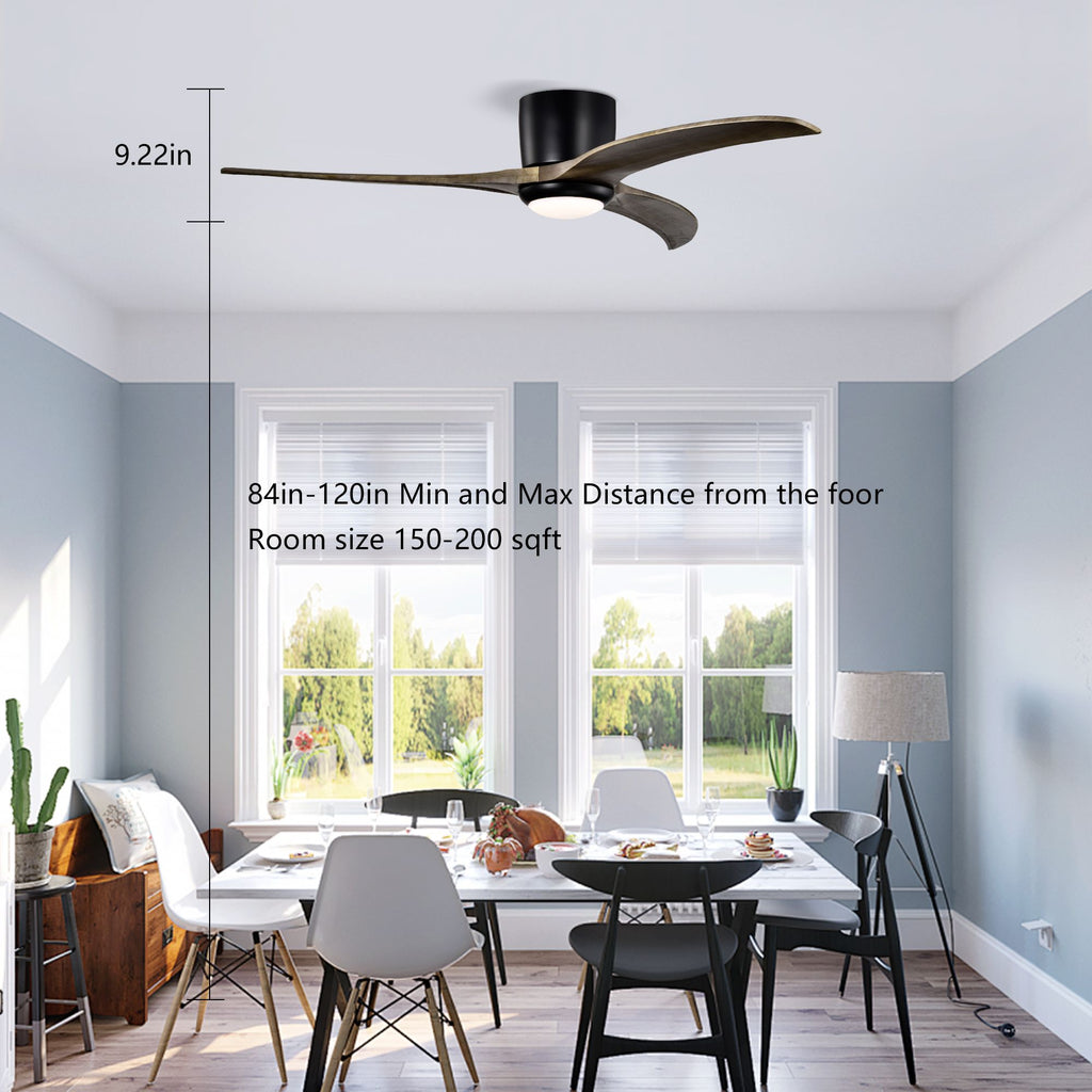 Modern Flush-Mount Ceiling Fan with Light and Remote