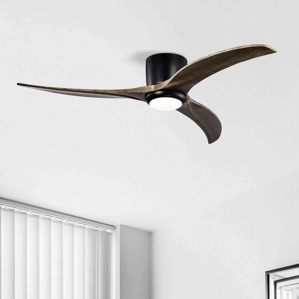 Modern Flush-Mount Ceiling Fan with Light and Remote