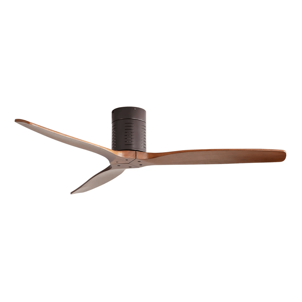 Low-Profile Walnut Ceiling Fan with Remote