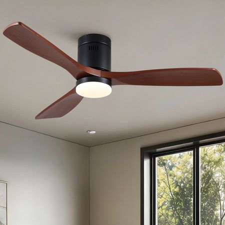 Matte-Black Farmhouse Ceiling Fan with Dimmable LED