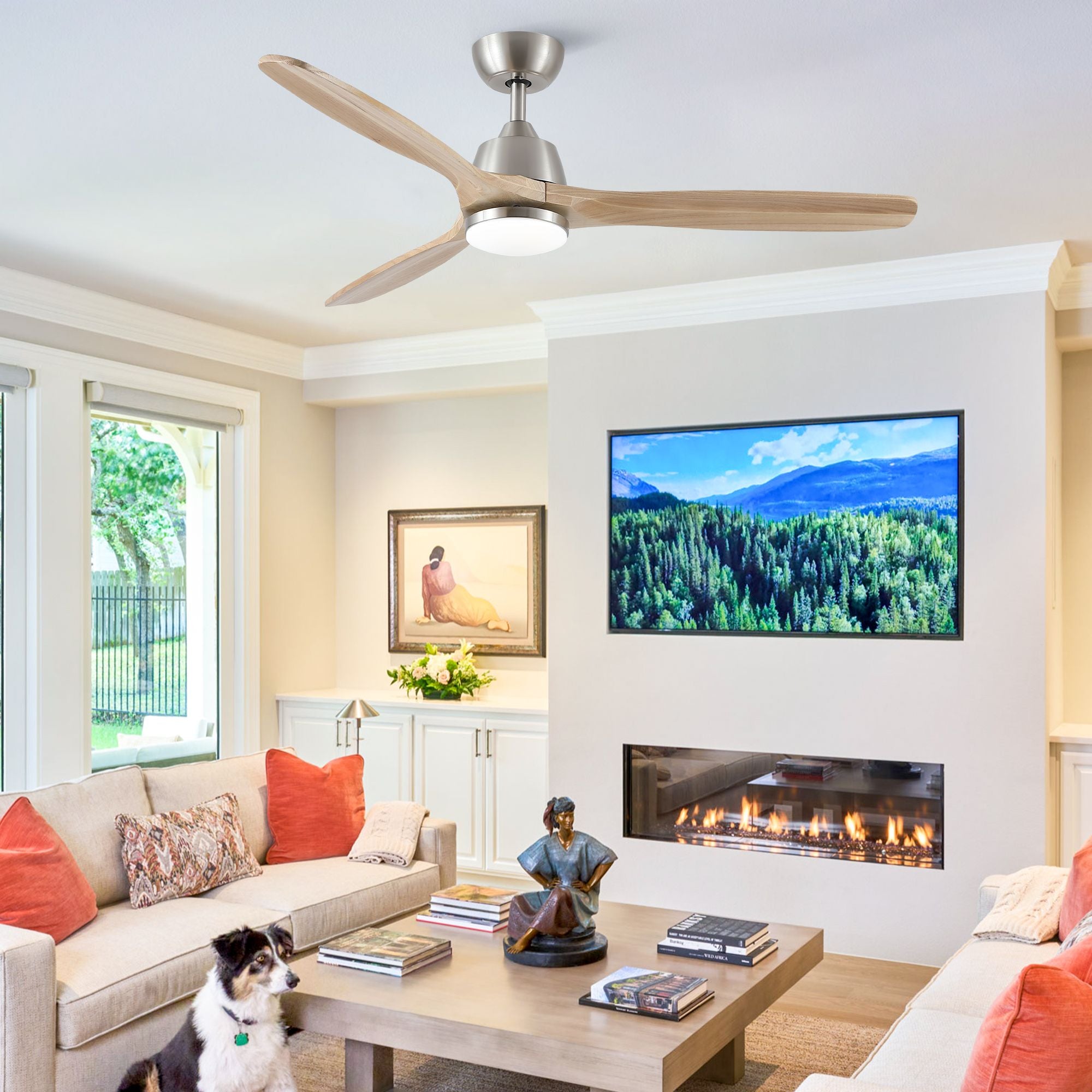 Farmhouse Ceiling Fan with Remote and LED Light