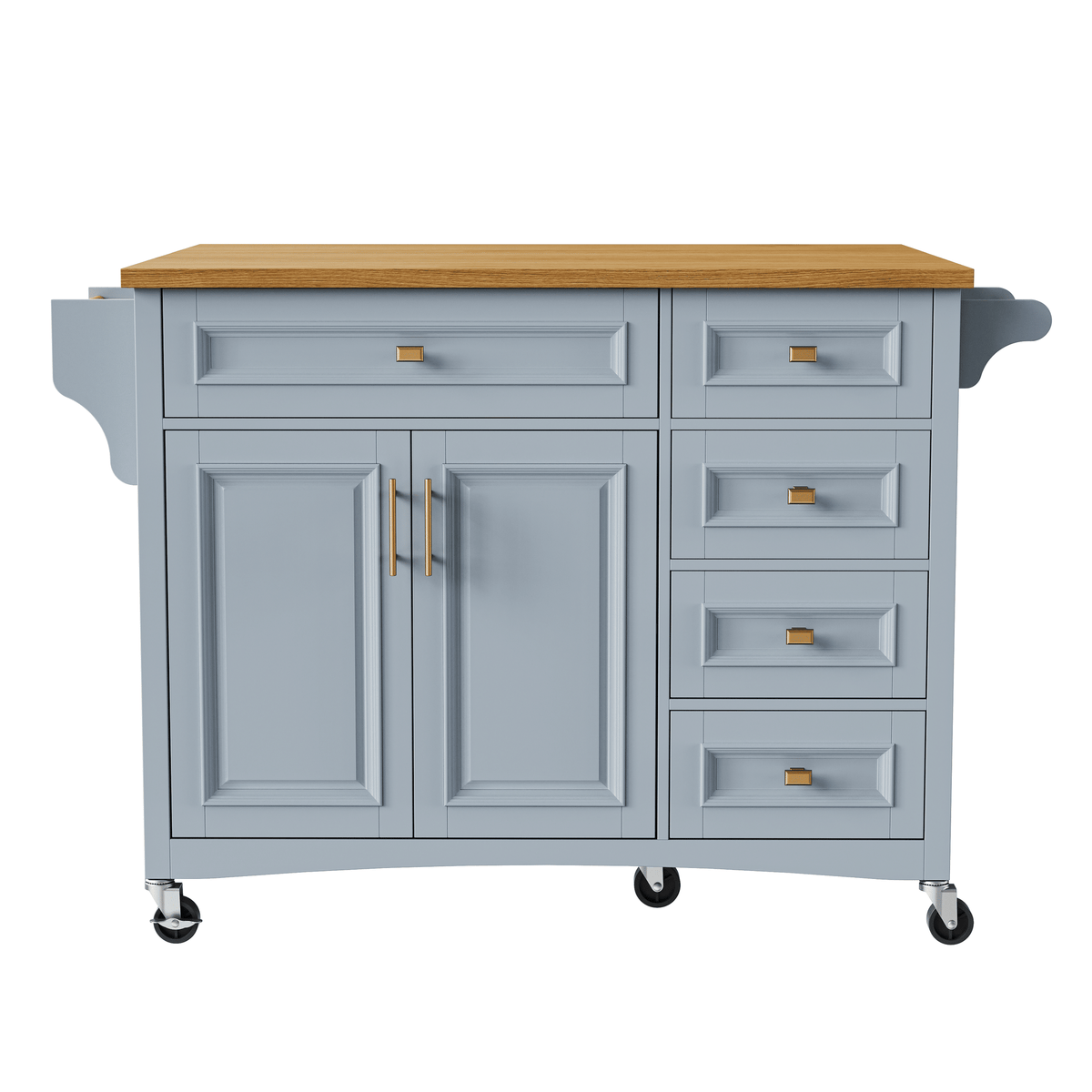 Retro Kitchen Island with Drop Leaf and Spacious Storage