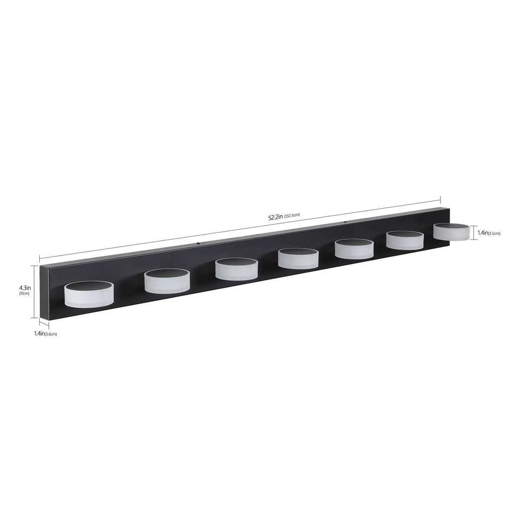 Modern Black 7-Light LED Vanity Fixture