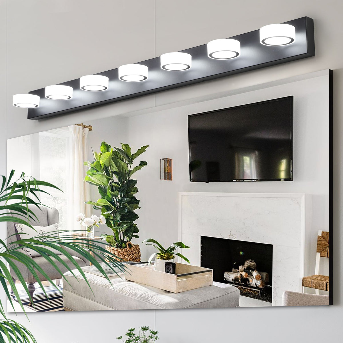 Modern Black 7-Light LED Vanity Fixture