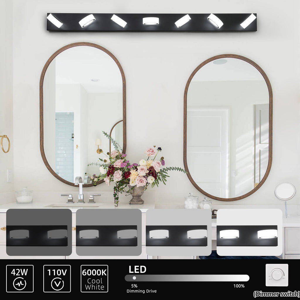 Modern Black 7-Light LED Vanity Fixture