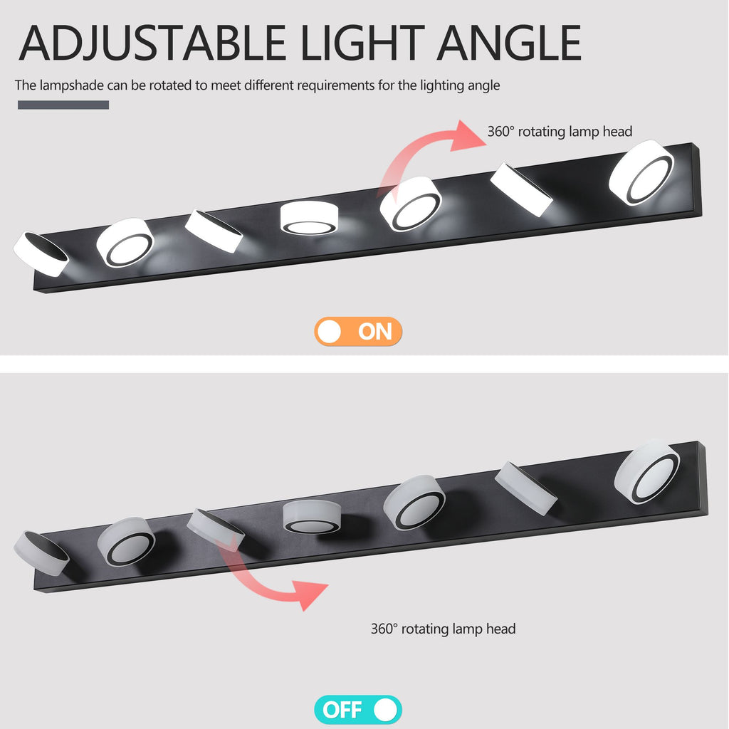 Modern Black 7-Light LED Vanity Fixture