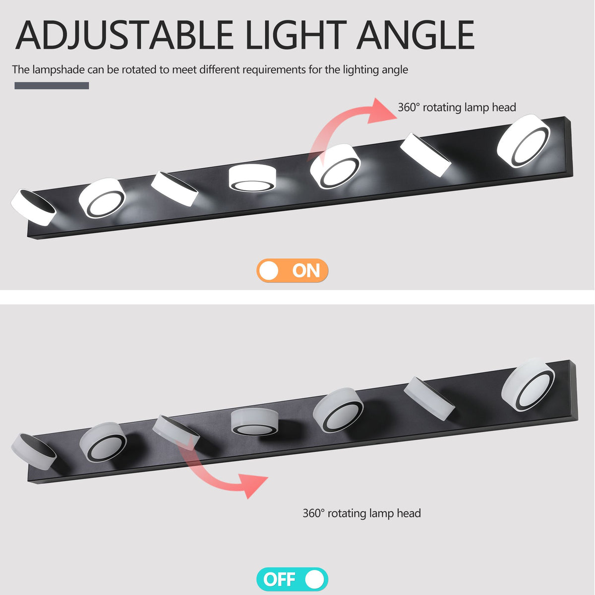 Modern Black 7-Light LED Vanity Fixture