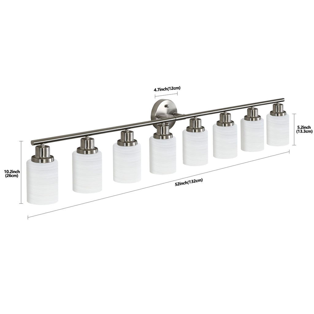 Modern 52- 8-Light Vanity Wall Sconce in Brushed Nickel
