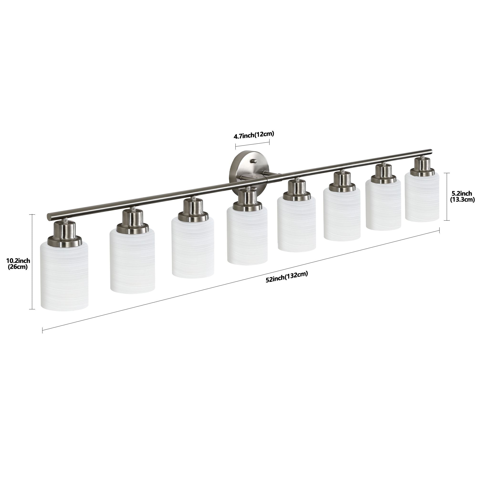 Modern 52- 8-Light Vanity Wall Sconce in Brushed Nickel