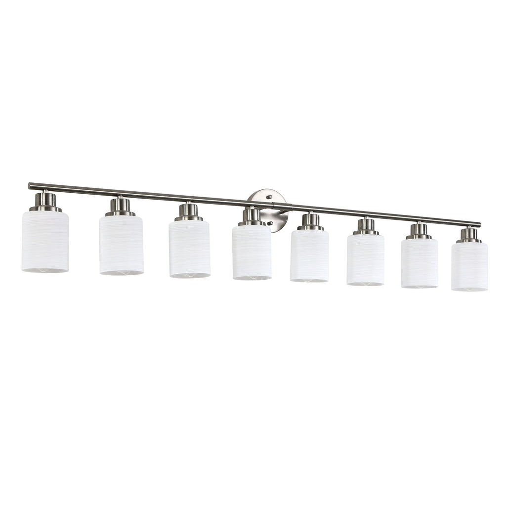 Modern 52- 8-Light Vanity Wall Sconce in Brushed Nickel
