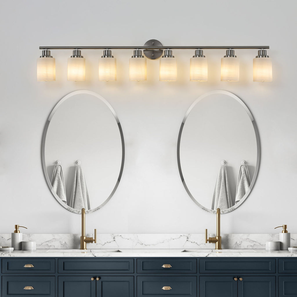 Modern 52- 8-Light Vanity Wall Sconce in Brushed Nickel