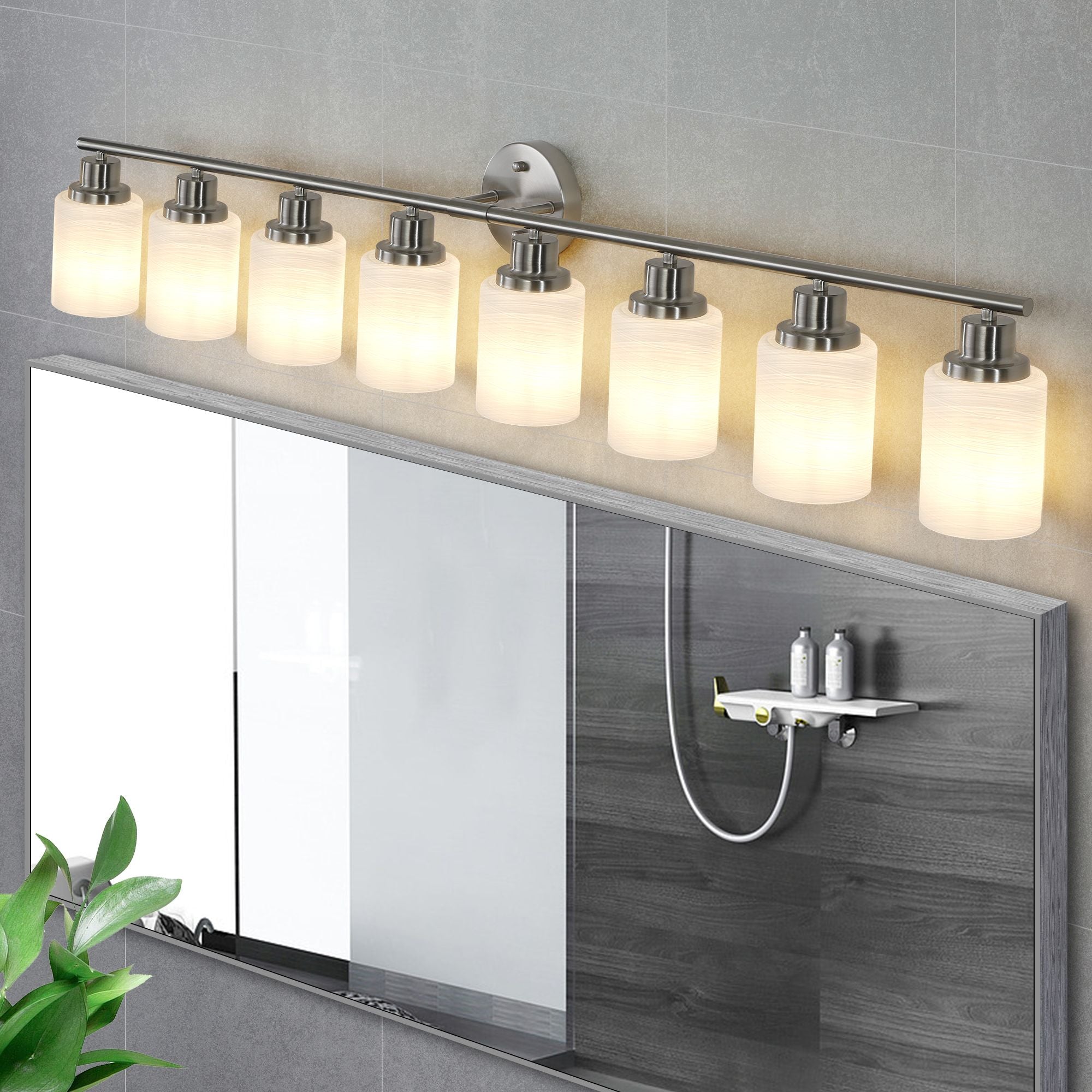 Modern 52- 8-Light Vanity Wall Sconce in Brushed Nickel