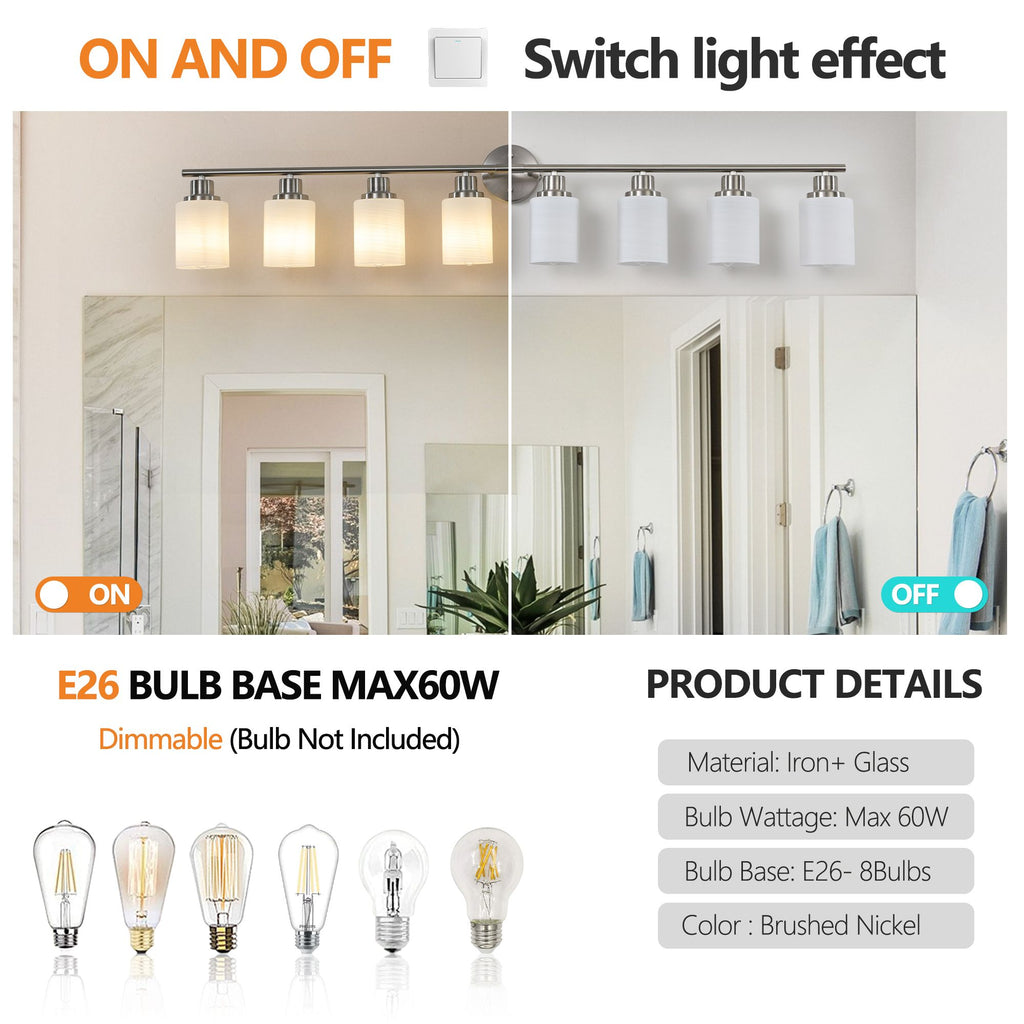 Modern 52- 8-Light Vanity Wall Sconce in Brushed Nickel