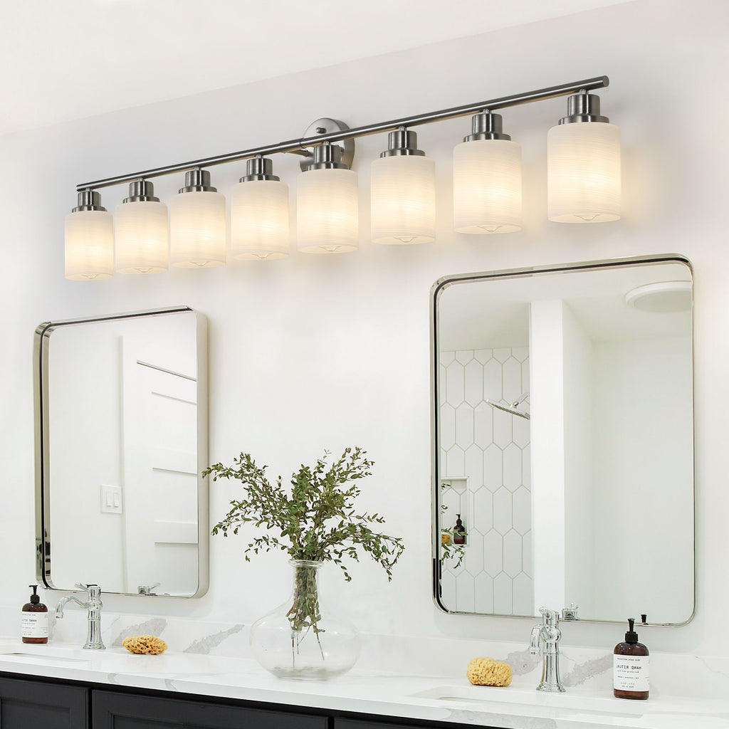 Modern 52- 8-Light Vanity Wall Sconce in Brushed Nickel