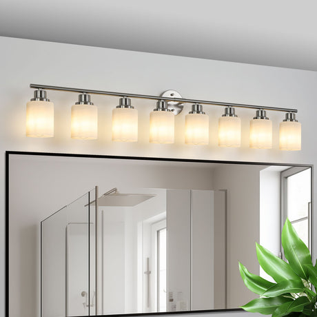 Modern 52- 8-Light Vanity Wall Sconce in Brushed Nickel