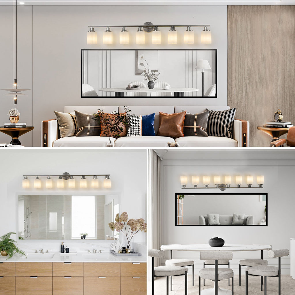 Modern 52- 8-Light Vanity Wall Sconce in Brushed Nickel