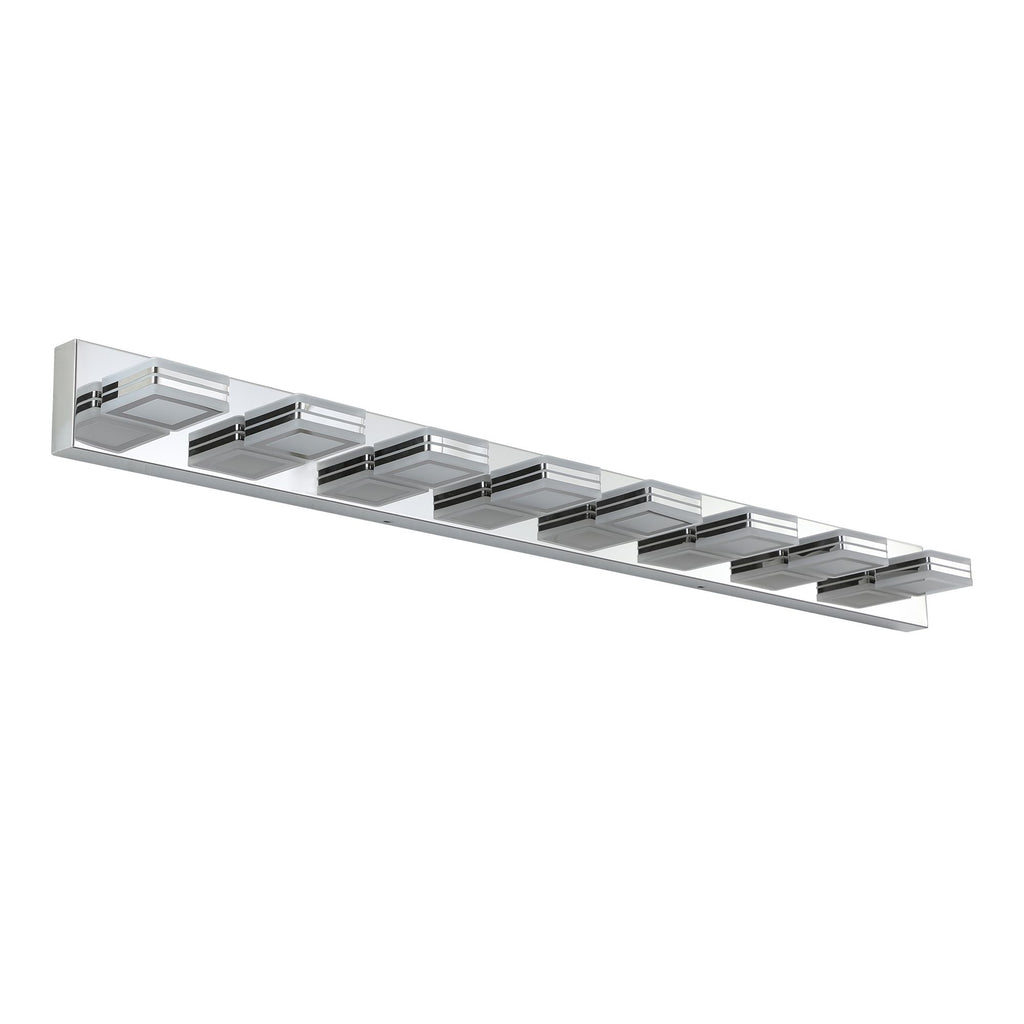 Modern Chrome Eight-Light Dimmable LED Vanity Fixture
