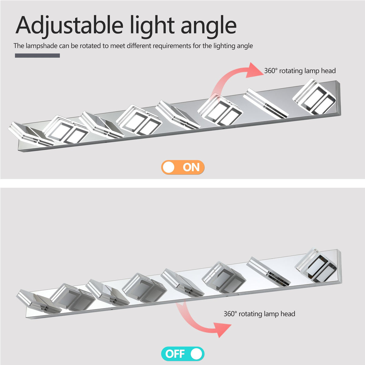 Modern Chrome Eight-Light Dimmable LED Vanity Fixture