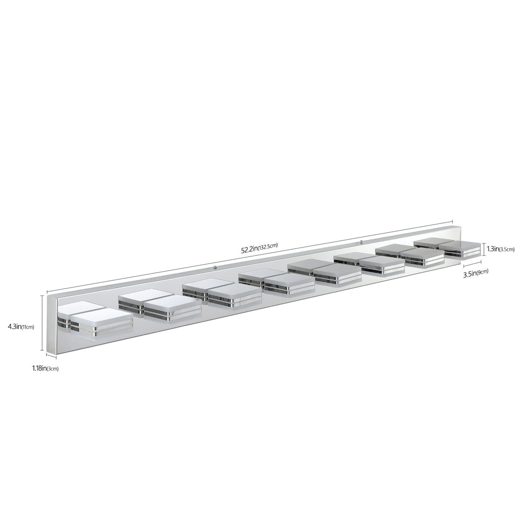 Modern Chrome Eight-Light Dimmable LED Vanity Fixture