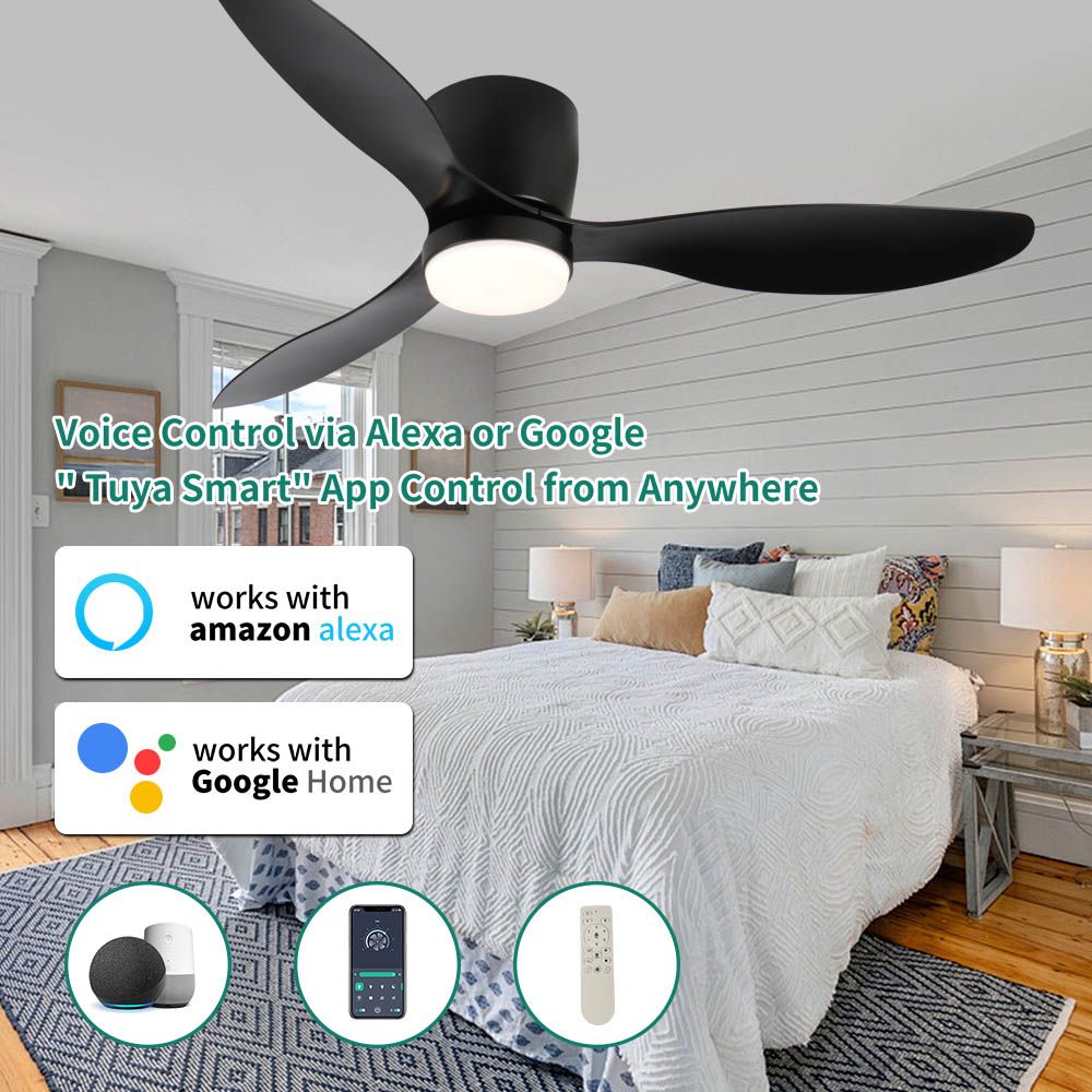 Smart Low-Profile Ceiling Fan with Color-Changing Light