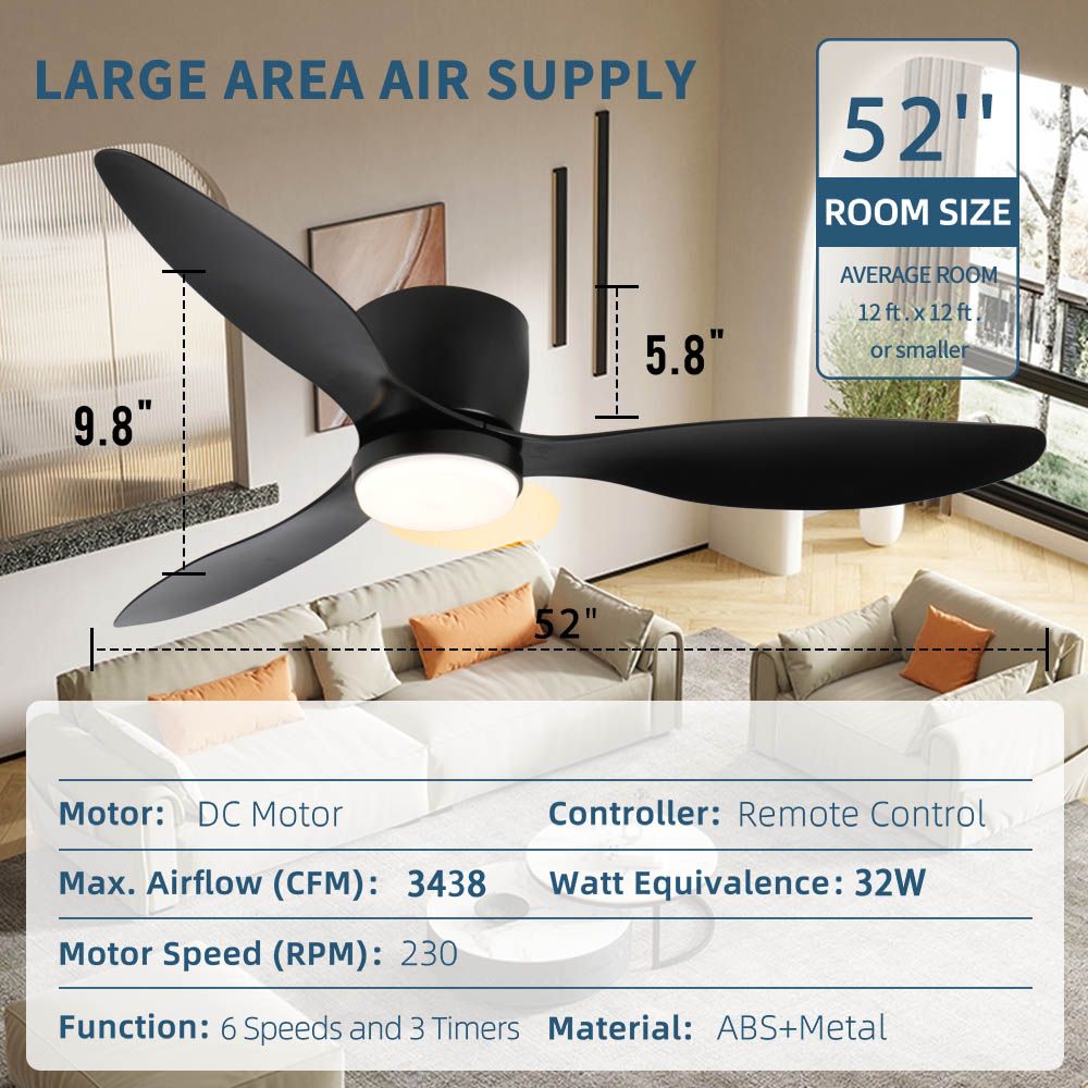 Smart Low-Profile Ceiling Fan with Color-Changing Light