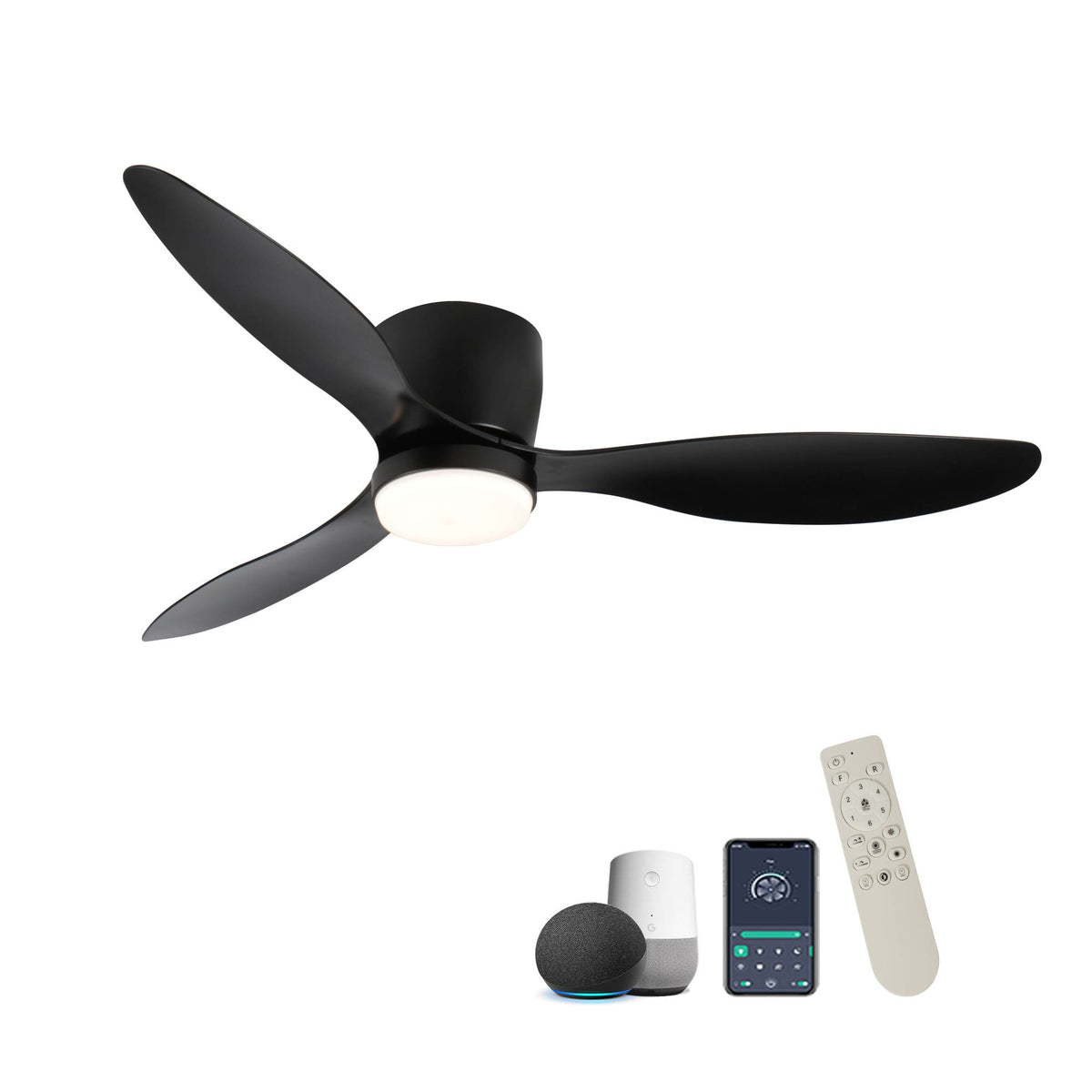 Smart Low-Profile Ceiling Fan with Color-Changing Light