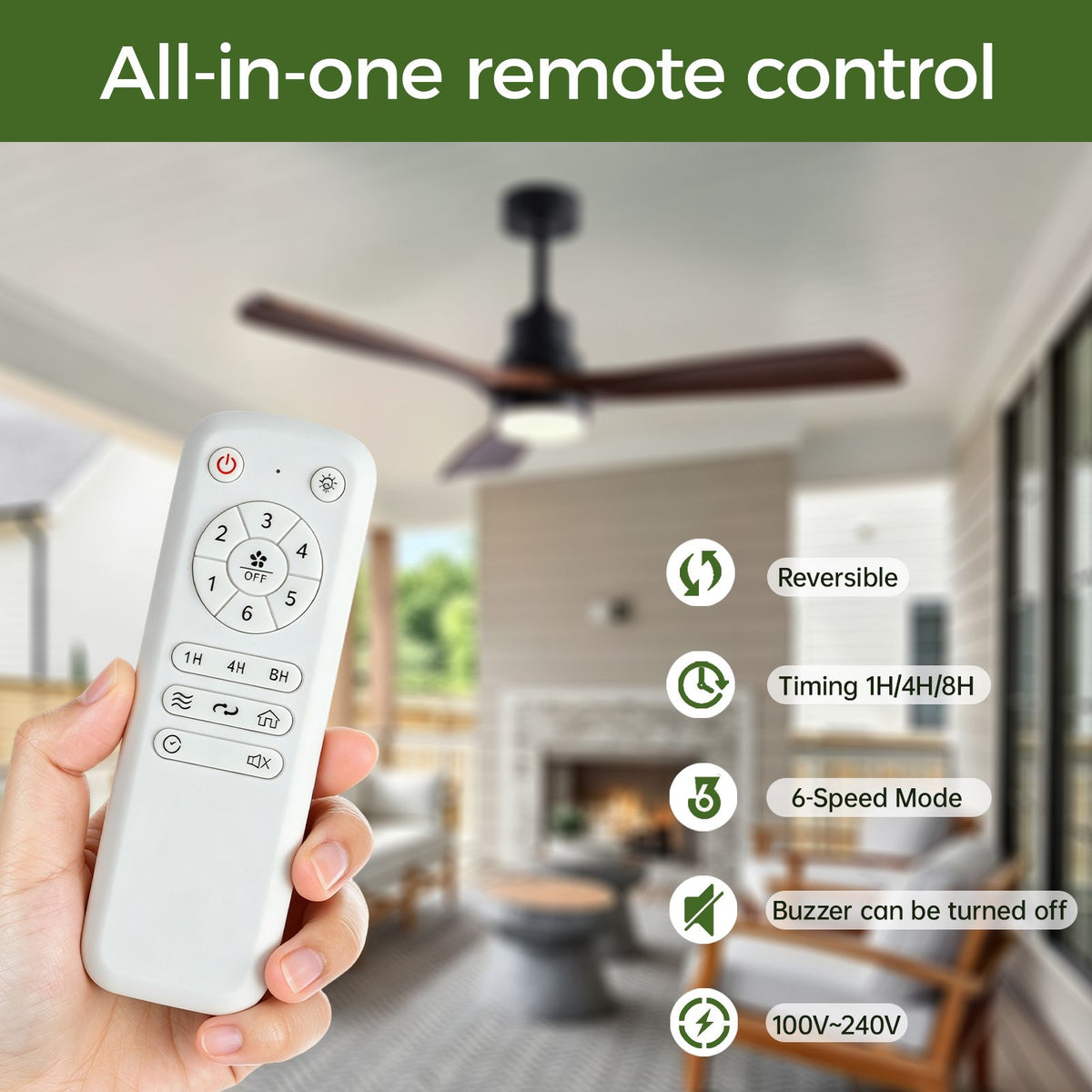 Modern Indoor-Outdoor Ceiling Fan with Light and Remote