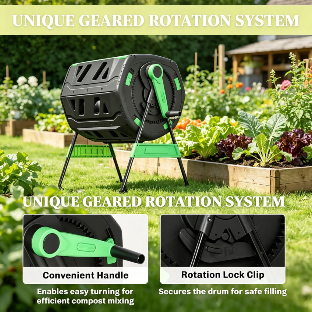 Dual-Chamber Rotating Outdoor Compost Tumbler