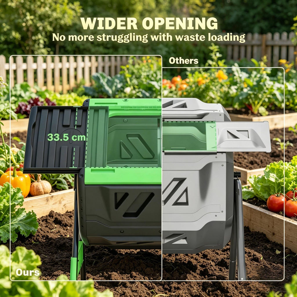 Dual-Chamber Rotating Outdoor Compost Tumbler