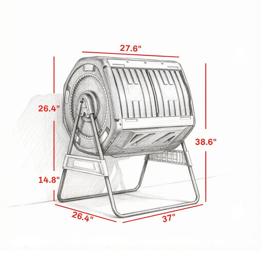 Dual-Chamber Rotating Outdoor Compost Tumbler