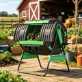 Dual-Chamber Rotating Outdoor Compost Tumbler