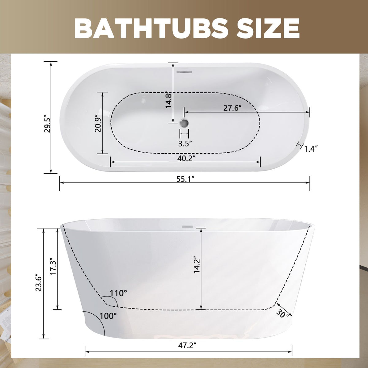 55- Acrylic Freestanding Bathtub for a Luxurious Soak