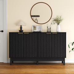 ' Buffet Cabinet with Storage, Fluted Sideboard with Doors and Adjustable Shelves, Wood