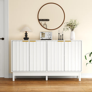 White Fluted Sideboard with Adjustable Storage
